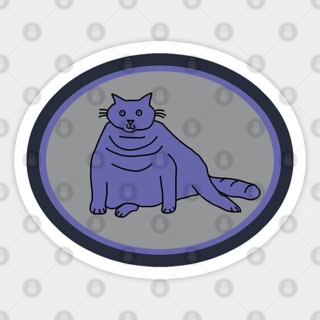 Very Peri Chonk Cat on Ultimate Gray Oval Sticker by ellenhenryart